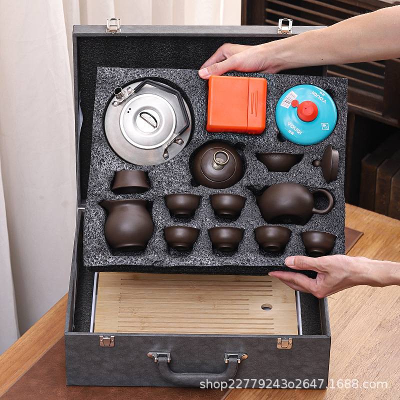 户外旅行茶具套装便携露营泡茶喝茶装备带烧水炉野外煮茶炉具套装