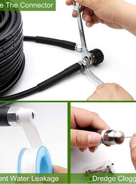 跨境 高压下水道喷射器套件M22-1/4水老鼠疏通软管15m30米5800psi