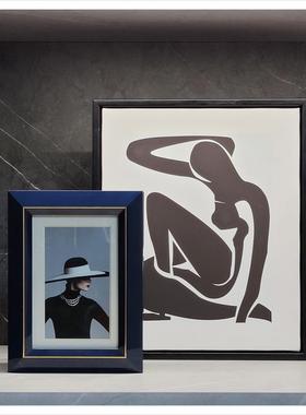 样板间简约客厅现代家居软装饰品仿真花相架玻璃摆件组合ZH2640