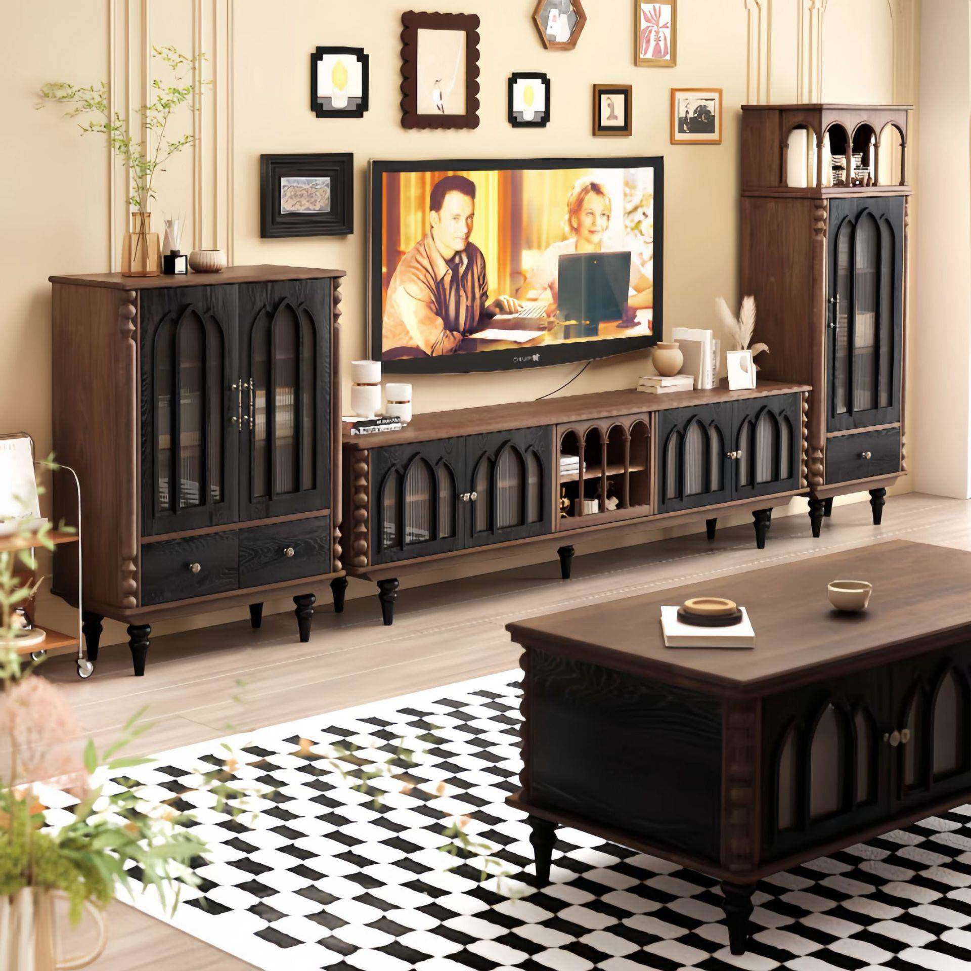 法式复古电视柜茶几组合客厅家具实木地柜中古风储物收纳边柜家用,饰品/流行首饰/时尚饰品新,其他DIY饰品配件,淘宝优惠券,粉丝福利购,淘宝优惠卷