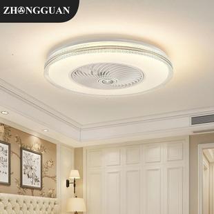 水晶云卧室风扇灯吸顶2025新款 水晶主卧房间儿童房静音家用超薄灯