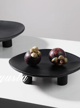 法式简约餐厅干果盆摆件客厅茶几收纳水果盘酒店别墅托盘软装饰品