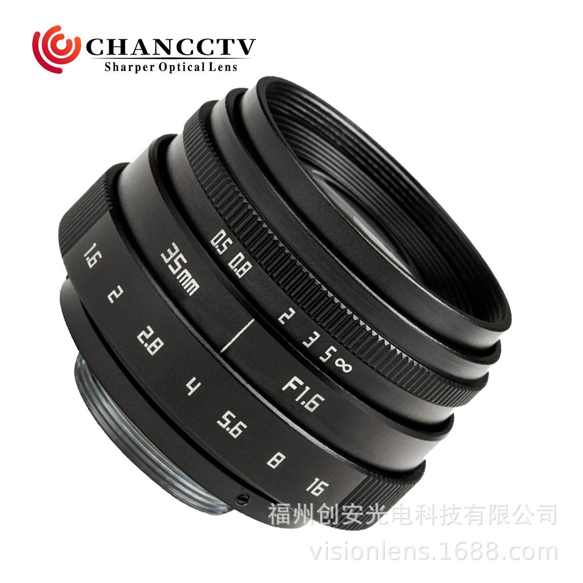 微单镜头35mm F1.6定焦单反广角相机镜头简易版C口黑色第Ⅵ代3516