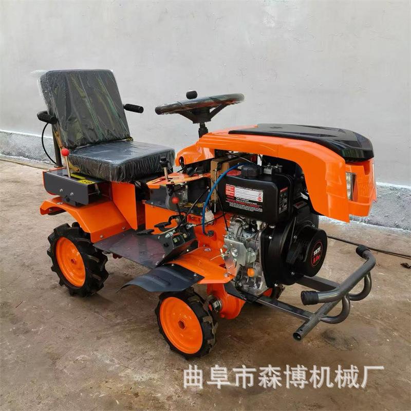 四驱小型乘坐式微耕机照明款柴油大马力旋耕机硬地深翻犁田开沟机