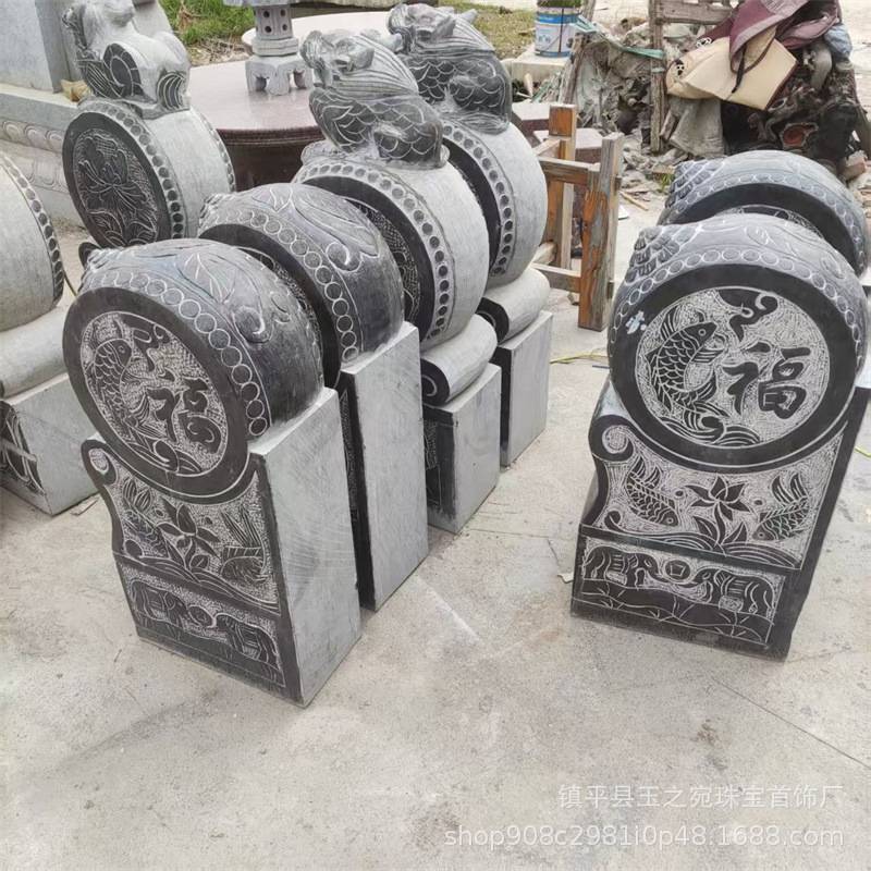 天然青石门墩石鼓石雕大象狮子抱鼓石庭院门口摆放门福鱼门鼓摆件