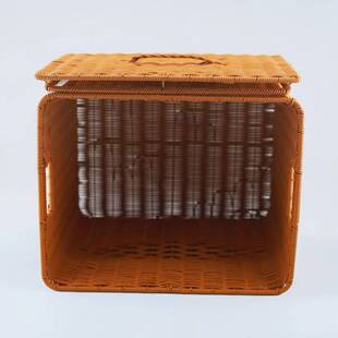 大号脏衣篓手工仿藤编织带盖提手家用汽车储物筐客厅玩具杂物框子