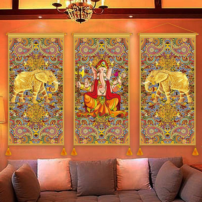 东南亚印度泰式禅意软装布艺挂画走廊装饰画墙壁挂布客厅壁画