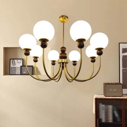 法式中古风吊灯魔豆奶油风灯美式复古客厅书房南洋衣帽间灯