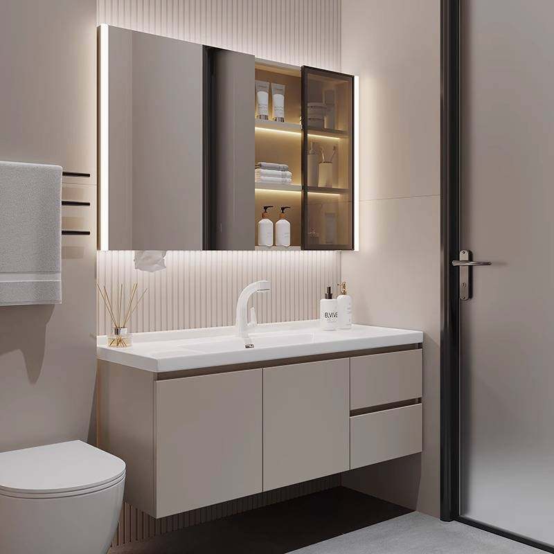 进深40cm宽极窄长型浴室柜小户型窄边款陶瓷一体盆洗手台组合