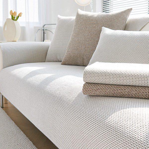 白色棉麻沙发垫四季通用极简风布艺亚麻2024新款防滑沙发坐垫盖布,居家布艺,沙发垫,淘宝优惠券,粉丝福利购,淘宝优惠卷