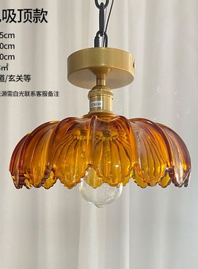 绿色玻璃吸顶怀旧田园灯具黄x铜灯头餐厅咖啡厅老上海民国复古吊