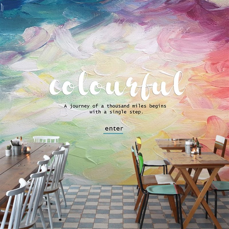 个性创意水彩涂鸦壁纸酒店电视背景F墙纸抽象艺术油画壁布泼墨墙