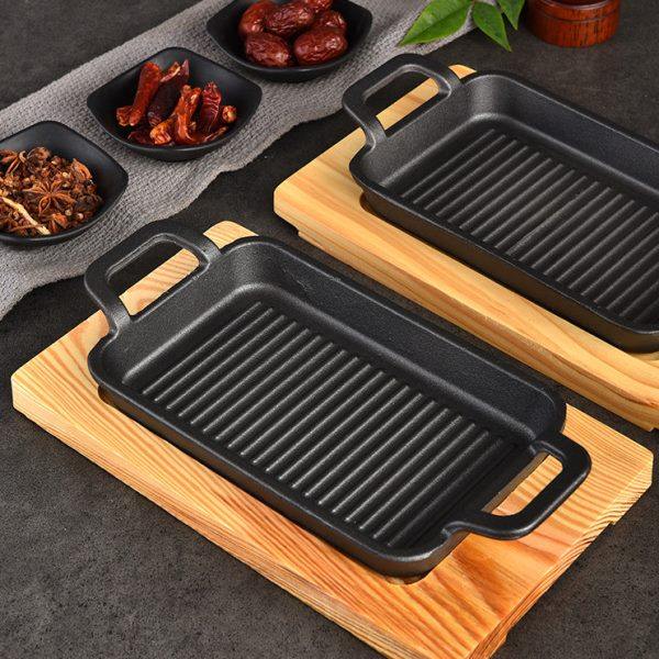 铸铁烤盘商用不粘韩式双耳铁板烧长方形电磁炉烤肉烧烤盘牛排铁盘,厨房/烹饪用具,烧烤盘,淘宝优惠券,粉丝福利购,淘宝优惠卷