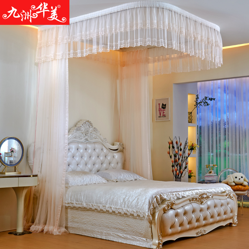 吸顶导轨蚊帐不带支架加密U型公y主风1.8m床双人家用卧室2024新款