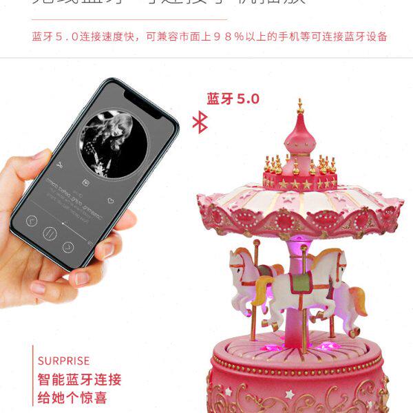 旋转木马音乐盒爱只为你八音盒发条式情侣闺蜜女生圣诞节生日礼物