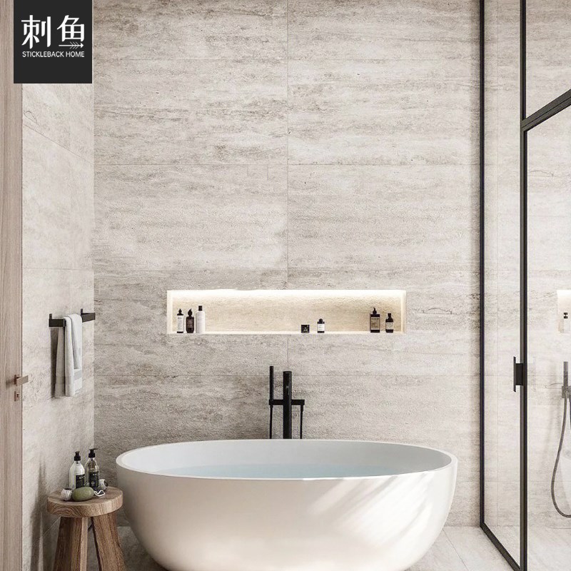 全瓷哑光洞线石纹客厅瓷砖卫生间厨房墙地K砖室内外防滑木化石酒