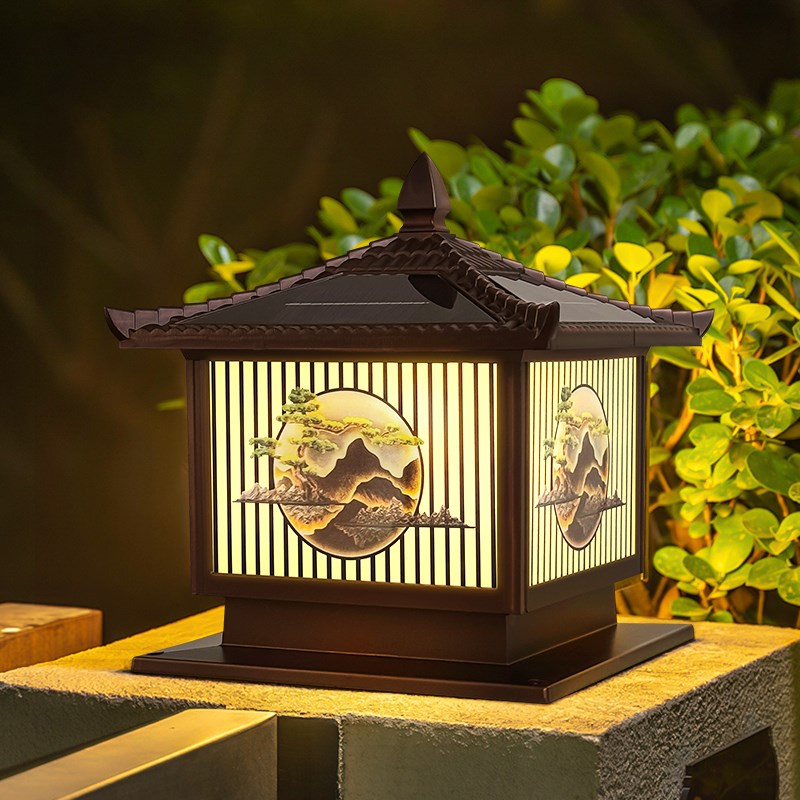 太阳能柱头灯户外防o水柱子灯别墅庭院门柱灯家用大门围墙灯墙头