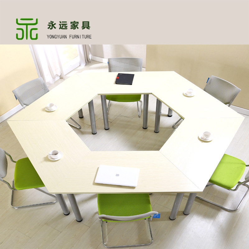 厂家直供木质洽谈桌 学生v桌会客桌 创意梯形拼接桌 会议桌拼接