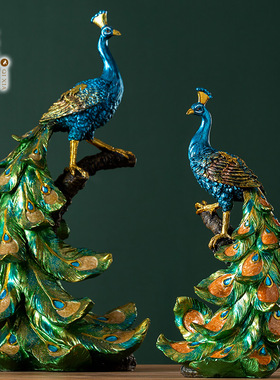 创意孔雀欧式轻奢配饰o客厅电视柜酒柜装饰摆件家居饰品摆设工艺