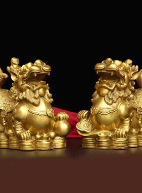 铜貔貅皮修貌g貅摆件七星飞天皮丘客厅店铺办公室创意动物装饰礼