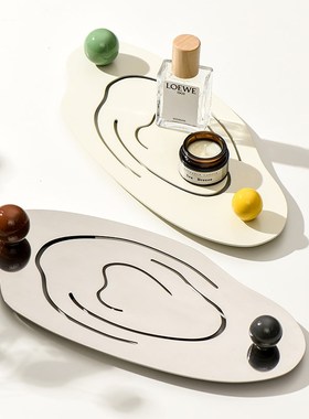 小西家创意云纹不锈m钢托盘异形置物盘香薰摆盘首饰收纳盘家居装