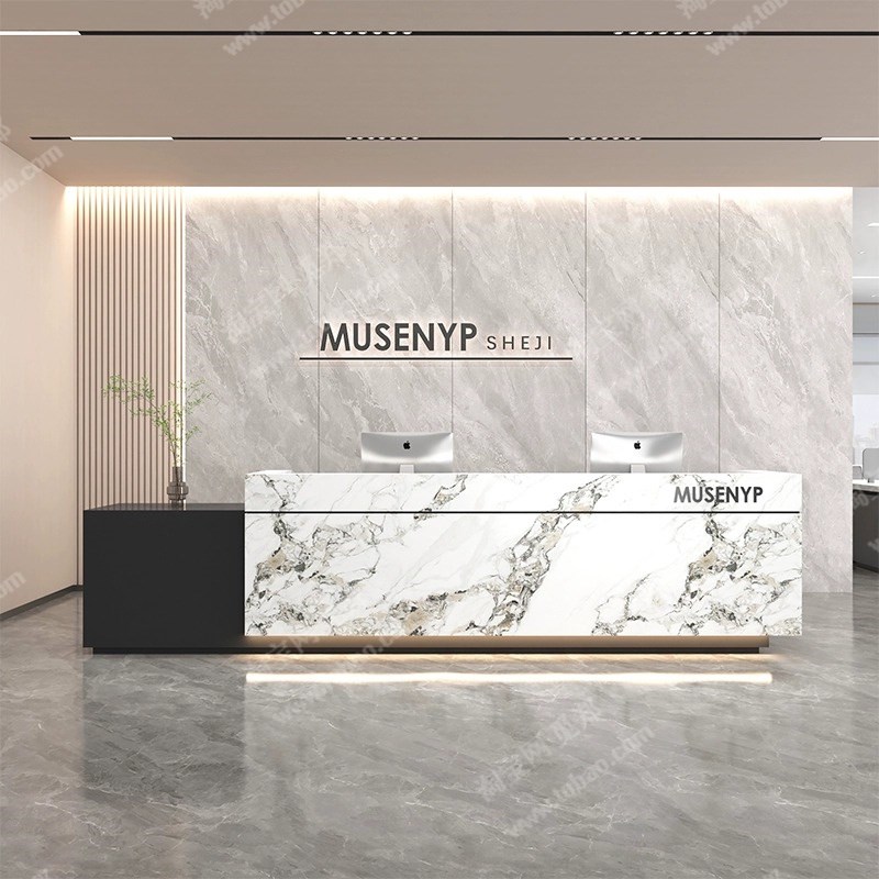 简约现代岩板大理石收银台E1级环保标准适用办公美容院400x60x100