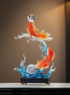 年年有余 馀红锦鲤摆件入户玄关客厅酒柜高级感招财装R饰乔迁开