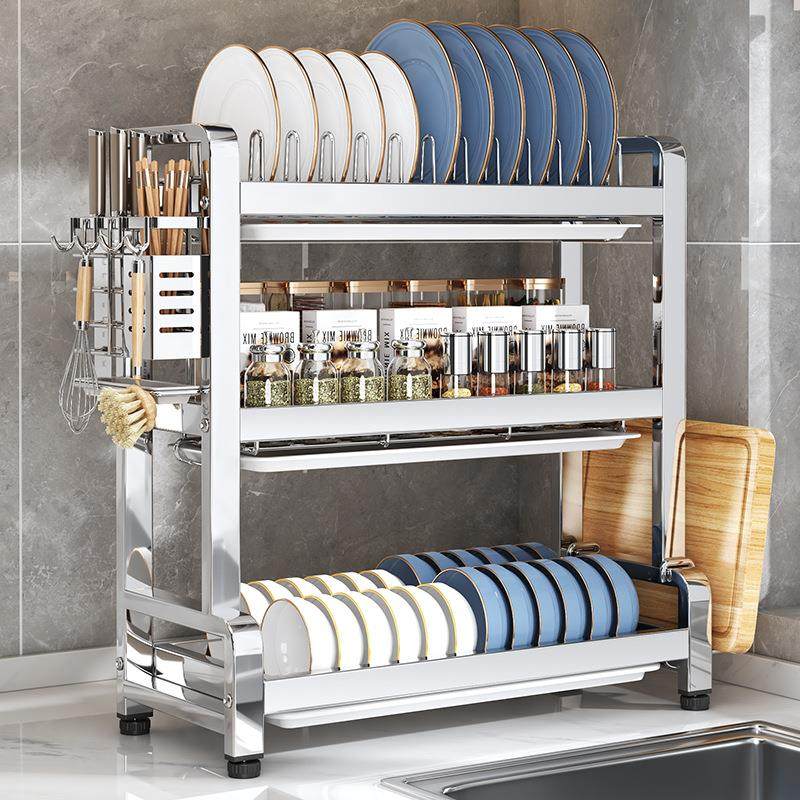 加厚双层不锈钢碗碟收纳架厨房多功能置物架新款碗盘架台面沥水架,厨房/烹饪用具,抹布架/厨房清洁收纳架,淘宝优惠券,粉丝福利购,淘宝优惠卷