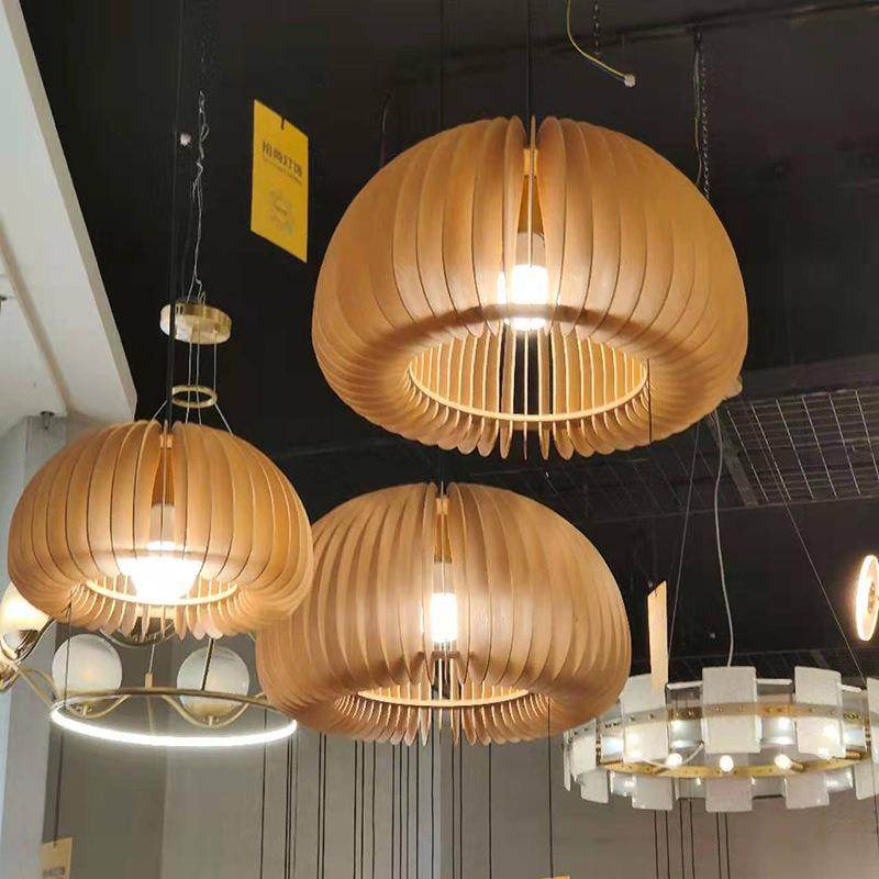 简约日系复古椴木制小南瓜吊灯卧室床灯创意餐厅民宿灯书房艺术灯,家装灯饰光源,智能吊灯,淘宝优惠券,粉丝福利购,淘宝优惠卷