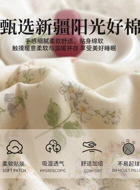 双层纱纯棉床上四件套1002025新款被套罩床笠单人床品三件套