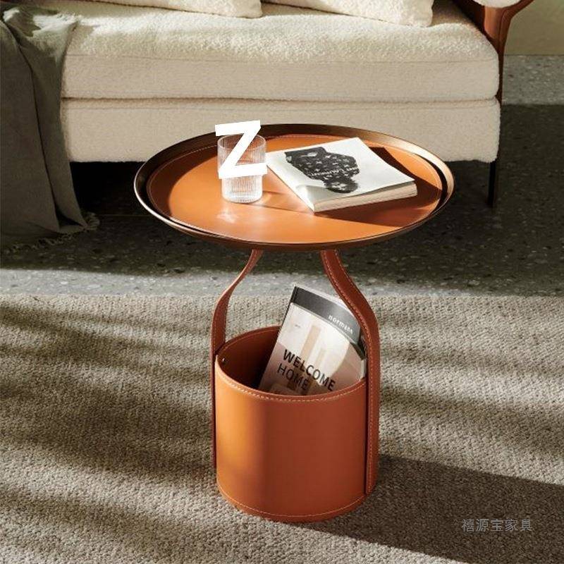 意厅式极简设计师鞍皮储物约水马桶沙发小B03边几家用客商场角几