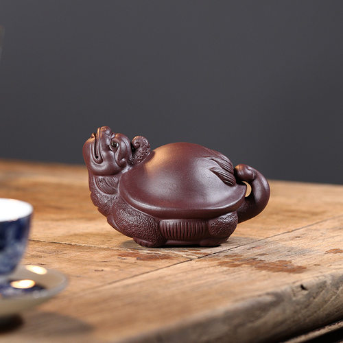 宜兴紫砂茶宠龙龟摆件雕塑可养原矿茶桌茶道浇水茶玩配件国潮风