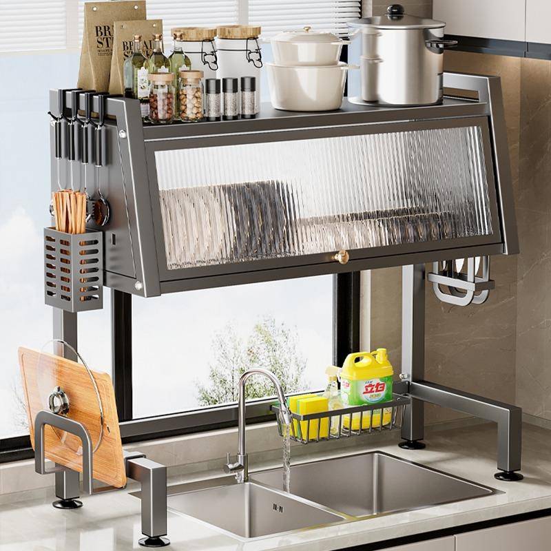 柜门水槽置物架台面碗盘收纳置物带厨房多功能洗碗架碗碟架沥水架