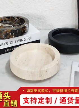 轻奢风天然大理石绿植花盆售楼部茶几植物花器软装家居置物摆件