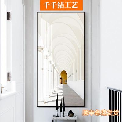 玄关装饰画竖版过道走廊尽头壁画延伸空间挂画现代简约玄幻客厅画