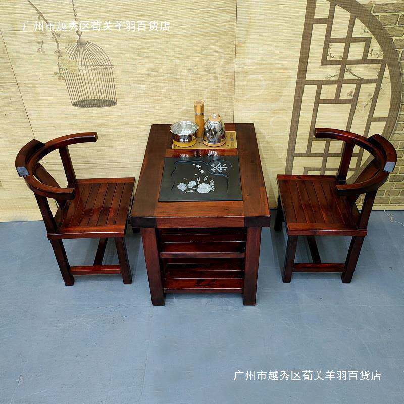 老船木桌子新中式泡茶仿古型茶几实木套装办公室小茶台客厅阳台