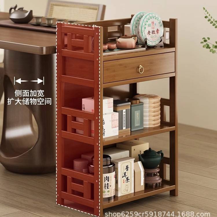 亚马逊桌面置物架厨房置地收纳厨架书本小零件整理带抽多层小架子