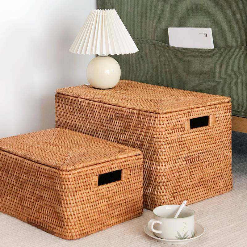 越南藤编收纳筐带盖草编脏衣服篮子竹编编织收纳盒玩具储物陈之红,收纳整理,脏衣篮,淘宝优惠券,粉丝福利购,淘宝优惠卷