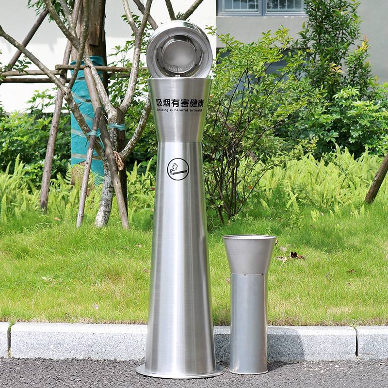 户外垃圾桶灭烟器二合一不锈钢烟蒂柱吸烟区灭烟筒加厚烟头收集器