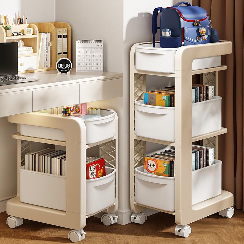 书包置物架可移动小推车书本收纳架家用放桌下空间滑轮柜