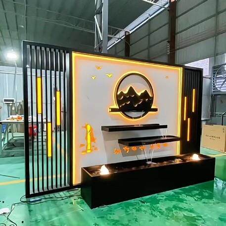 304不锈钢庭院流水景墙现代简约花园水幕墙流水屏风叠水摆件庭院