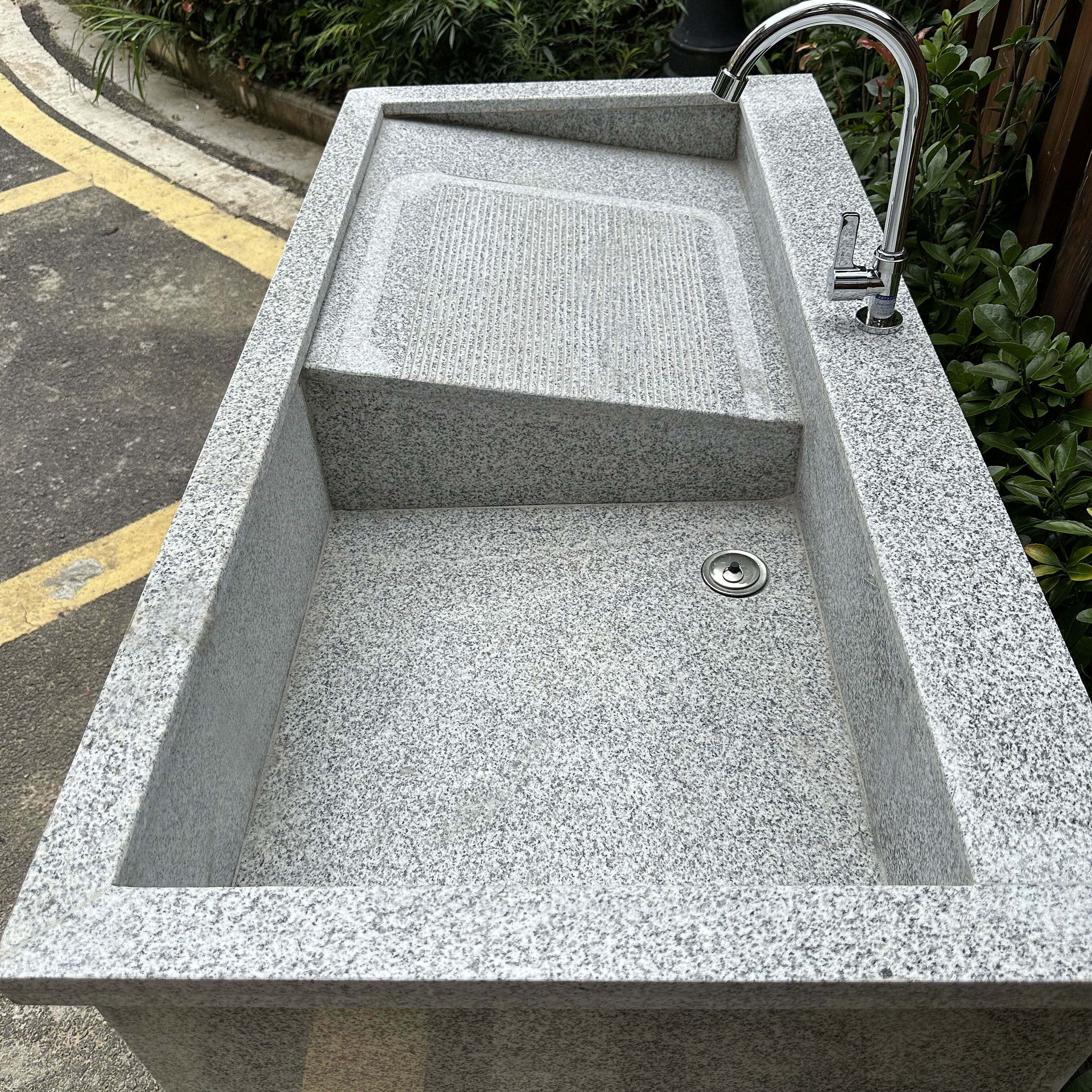 天然花岗岩洗衣池带搓衣板户外庭洗水池水槽洗手台盆底座一体设计