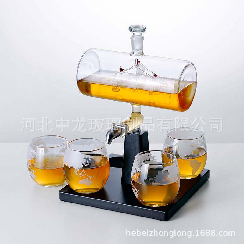 新款高硼硅玻璃帆船盛酒器套装玻璃泡酒瓶衡帆酒瓶工艺品摆件