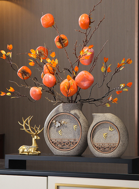 事事如意柿子摆件新中式酒柜花瓶客厅电视柜N家居装饰乔迁新居礼