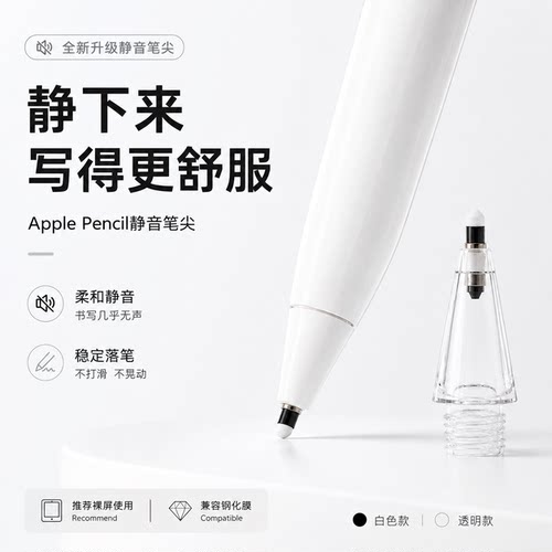适用苹果applepencil笔尖二代通用ipadpencil纤维笔头ipencil可替换电容笔i一改造耐磨防滑pencil阻尼钢化膜