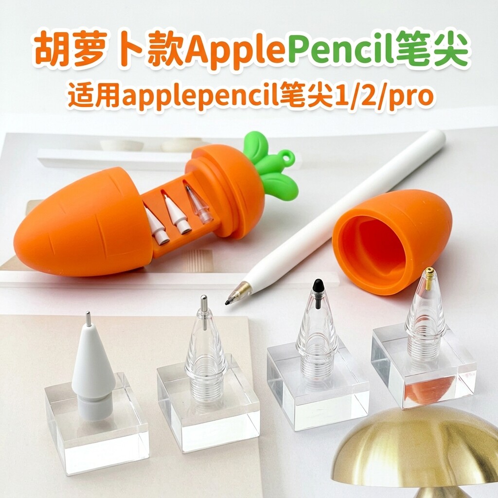 适用苹果applepencil笔尖二代通用ipadpencil笔头l替换ipad一改造耐磨防滑pencil胡萝卜阻尼类纸膜钢化膜pro图片
