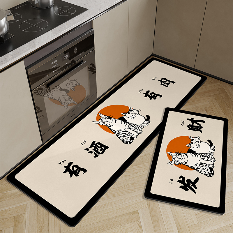 日式20a24j新款厨房地垫卡通防滑防油防水可擦免洗耐脏地毯垫