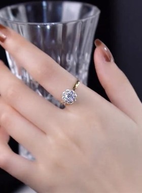 时来运转旋转开口戒指2023新款潮会转H微镶锆石网红超闪潮流女戒