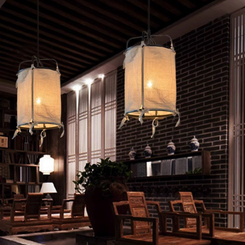 新中式麻布吊灯禅意烧烤店u餐饮餐厅火锅店餐位茶室日式民宿印字