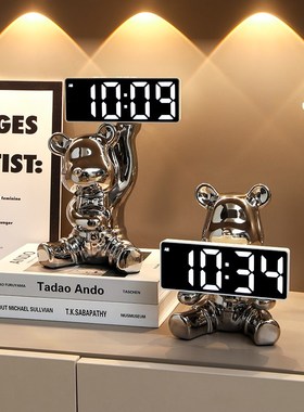 高级感电子时钟桌面摆r件创意家居入户玄关客厅电视柜酒柜展示柜